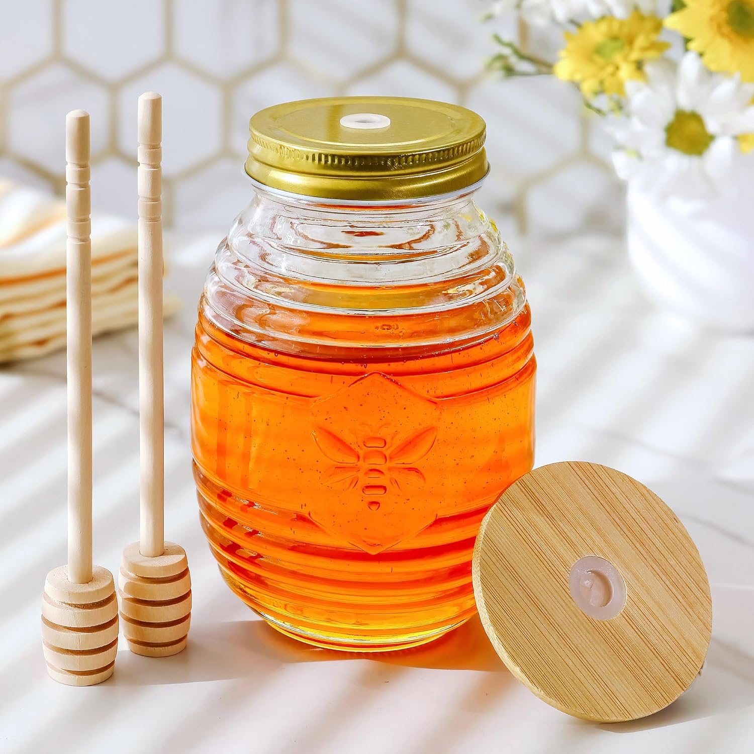 Baby Food Intake - 24oz. Bee Hive Shaped Honey Glass