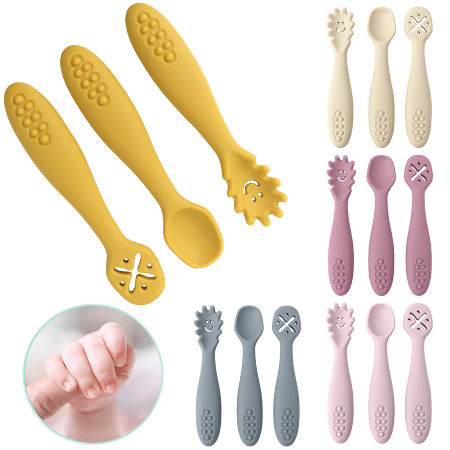 3PCS Silicone Spoon Fork For B - Baby Food Eating ulasan dan harga