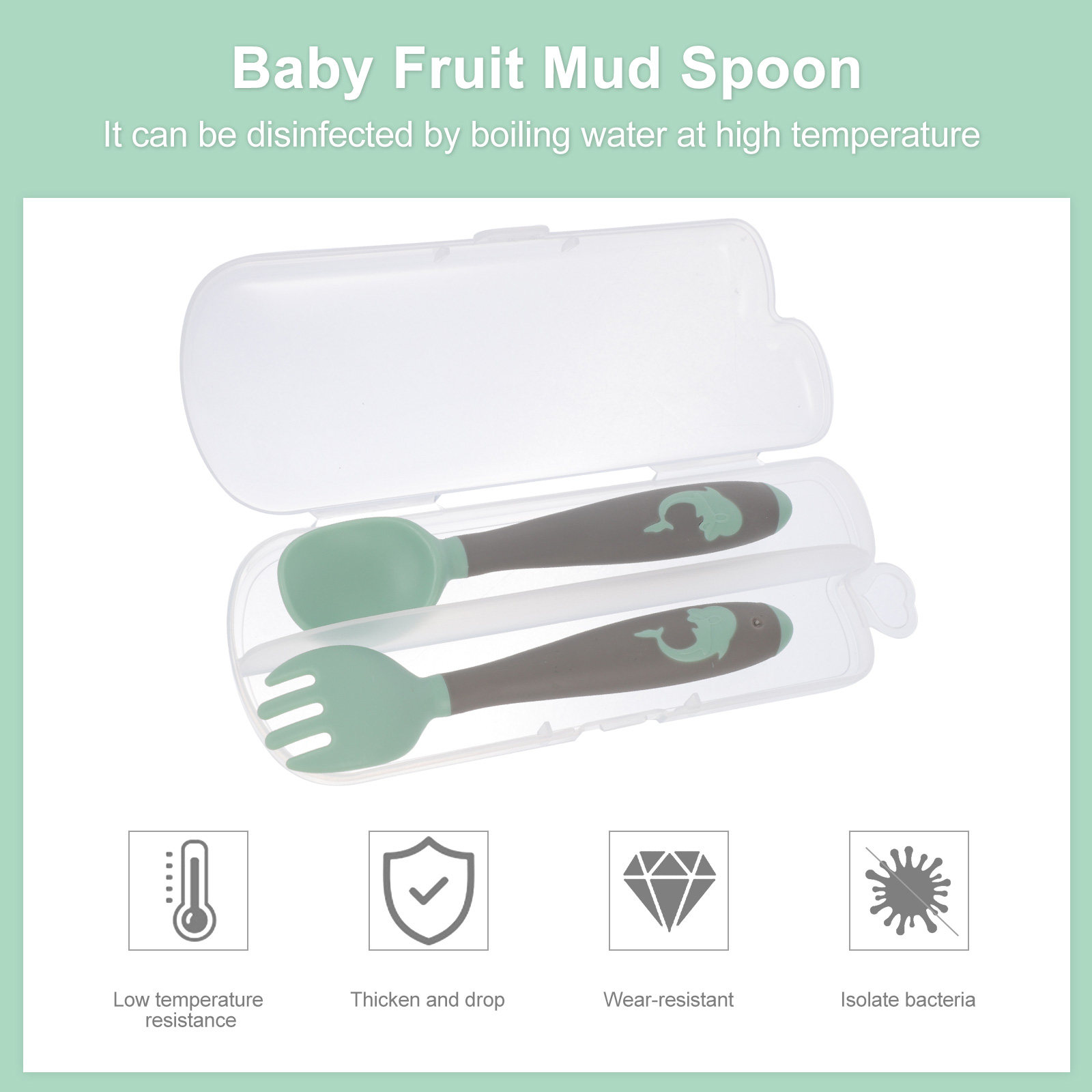 1Set Baby Fork Spoon Set Food  - Baby Food Weaning ulasan dan harga