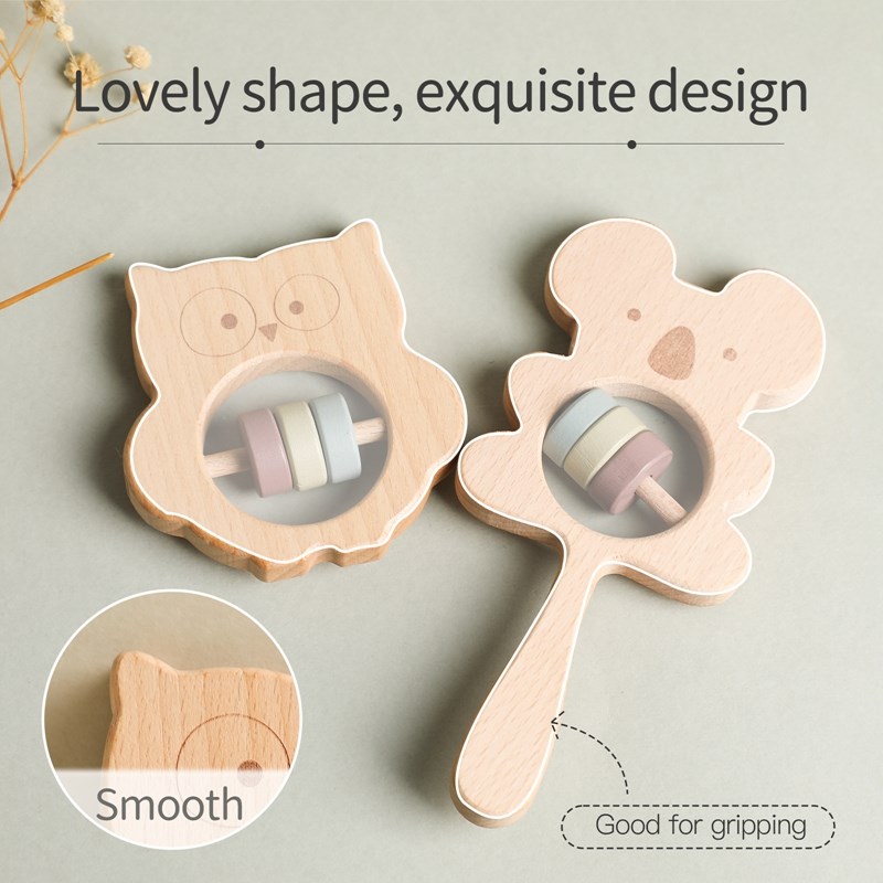 Wooden Rattles for Kids Animal - Baby Food Eating ulasan dan harga