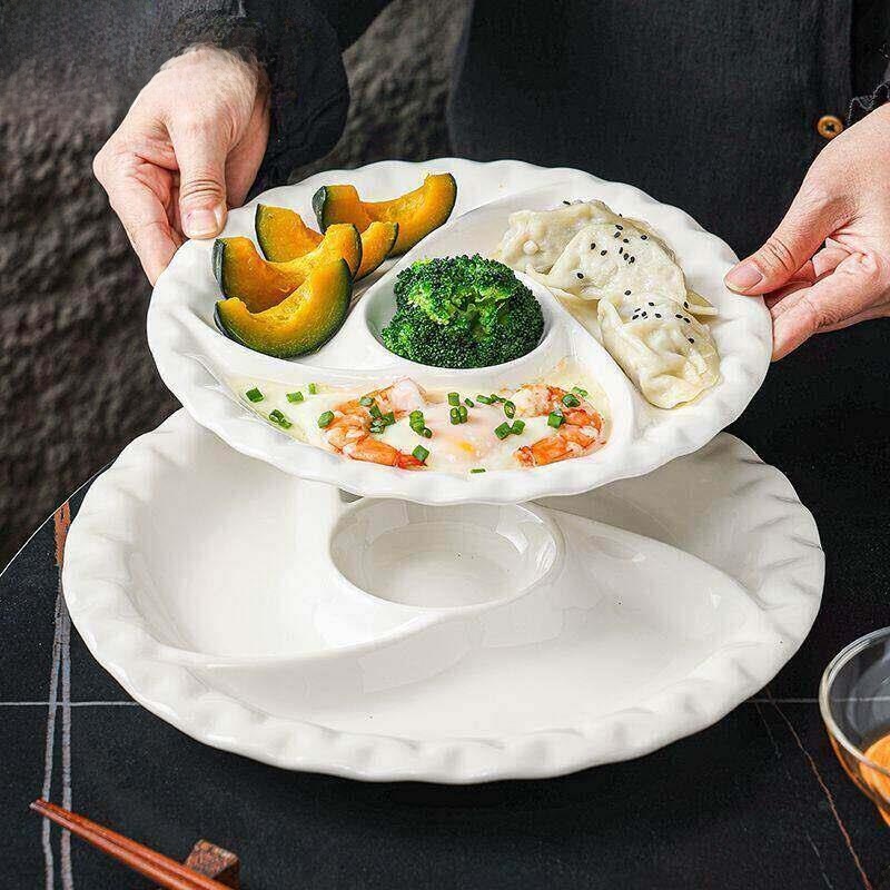 Ceramic Steamer Dish Four Grid - Baby Food Home ulasan dan harga