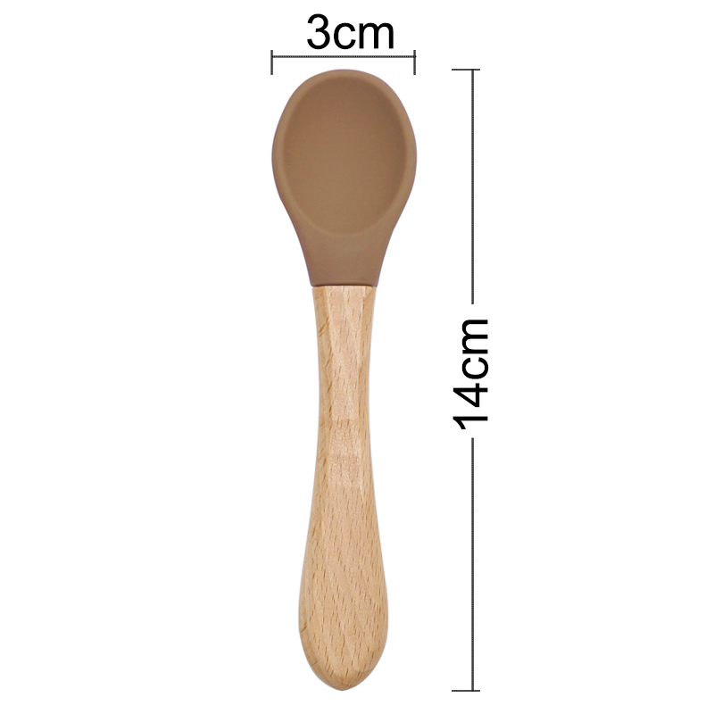 Feeding Wooden Handle Silicone - Baby Food Eating ulasan dan harga