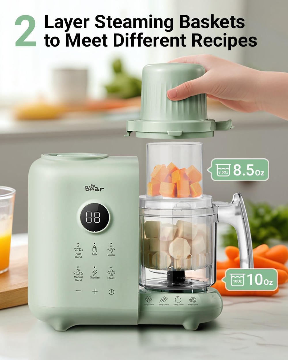 18.5oz Dual-Layer Steam Basket - Baby Food Maker And Steamer ulasan dan harga